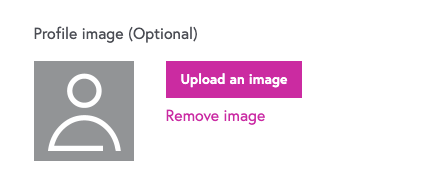 The image displays the Profile Image section and highlights the area labeled 'Upload an image.'