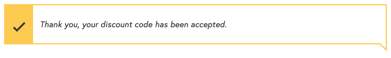 A message that confirms the code has been accepted